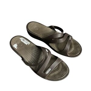 CROCS Patricia Brown Slide Sandals Size 7